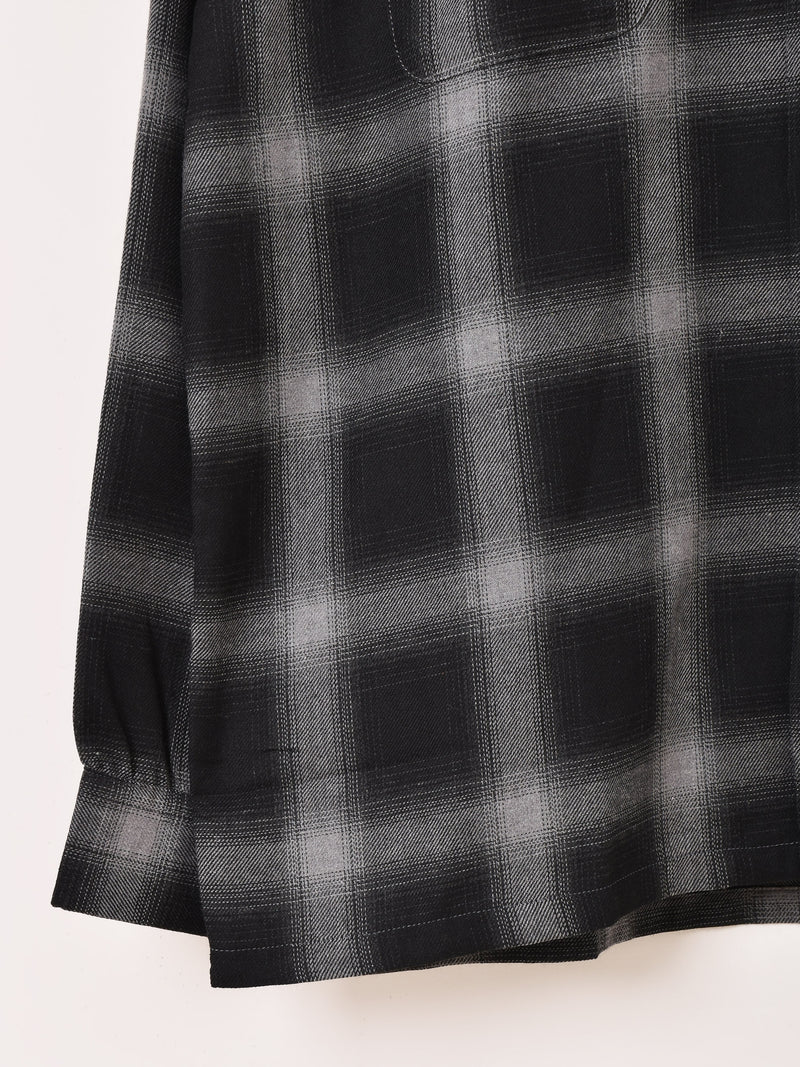 【2色展開】Backers 長袖 シャドウチェック オープンカラーシャツ