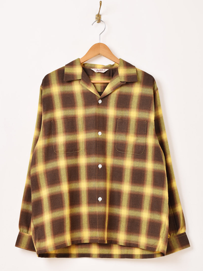 【2色展開】Backers 長袖 シャドウチェック オープンカラーシャツ