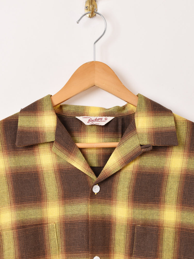 【2色展開】Backers 長袖 シャドウチェック オープンカラーシャツ