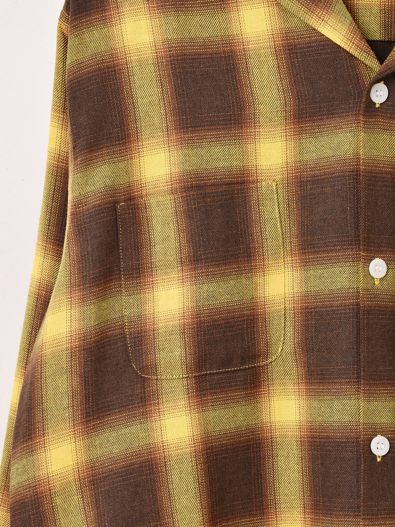 【2色展開】Backers 長袖 シャドウチェック オープンカラーシャツ