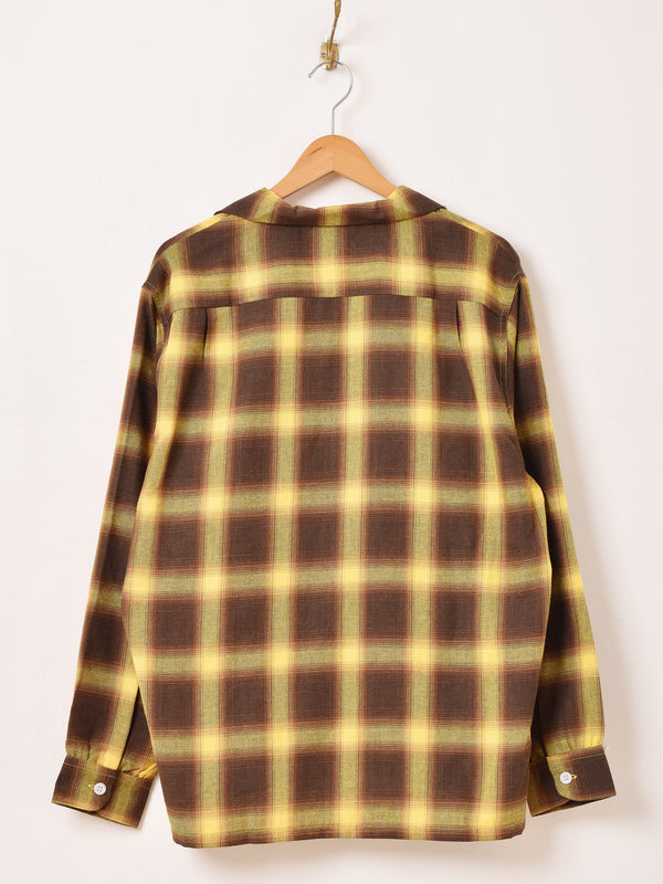 【2色展開】Backers 長袖 シャドウチェック オープンカラーシャツ