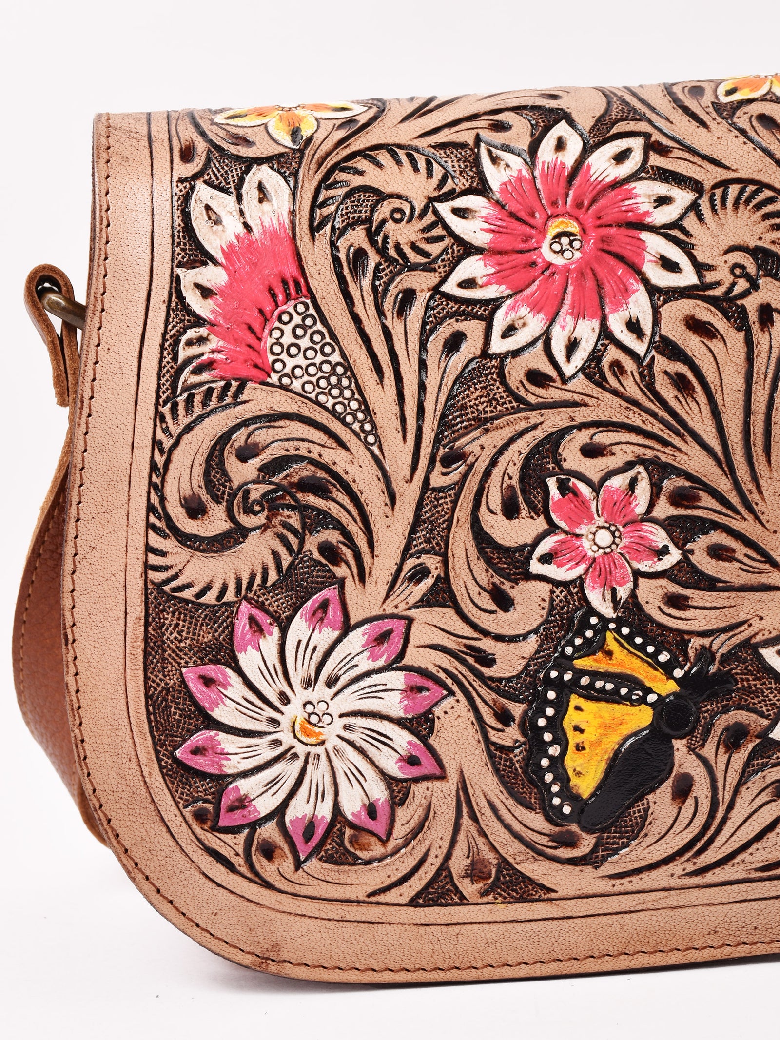 2色展開】型押し ペイント レザー ショルダーバッグ Lサイズ