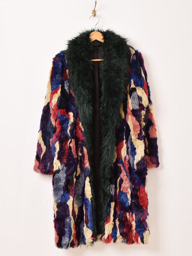 マルチカラー フェイクファー ロングコート