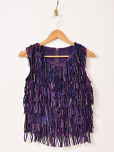 レザー フリンジ ノースリーブトップス