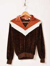 襟付き ベロアトップス