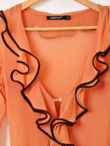 フリル シアー 長袖ブラウス