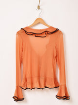 フリル シアー 長袖ブラウス