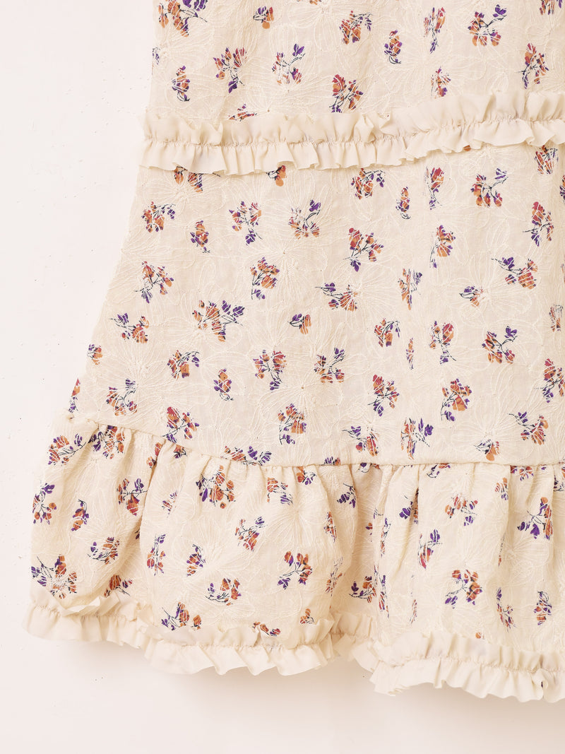 Meridian フラワー刺繍 フリル キャミソール