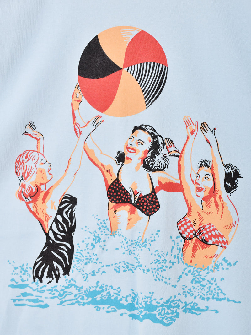 【2色展開】 プリントTシャツ 「Beach Ball Girl」