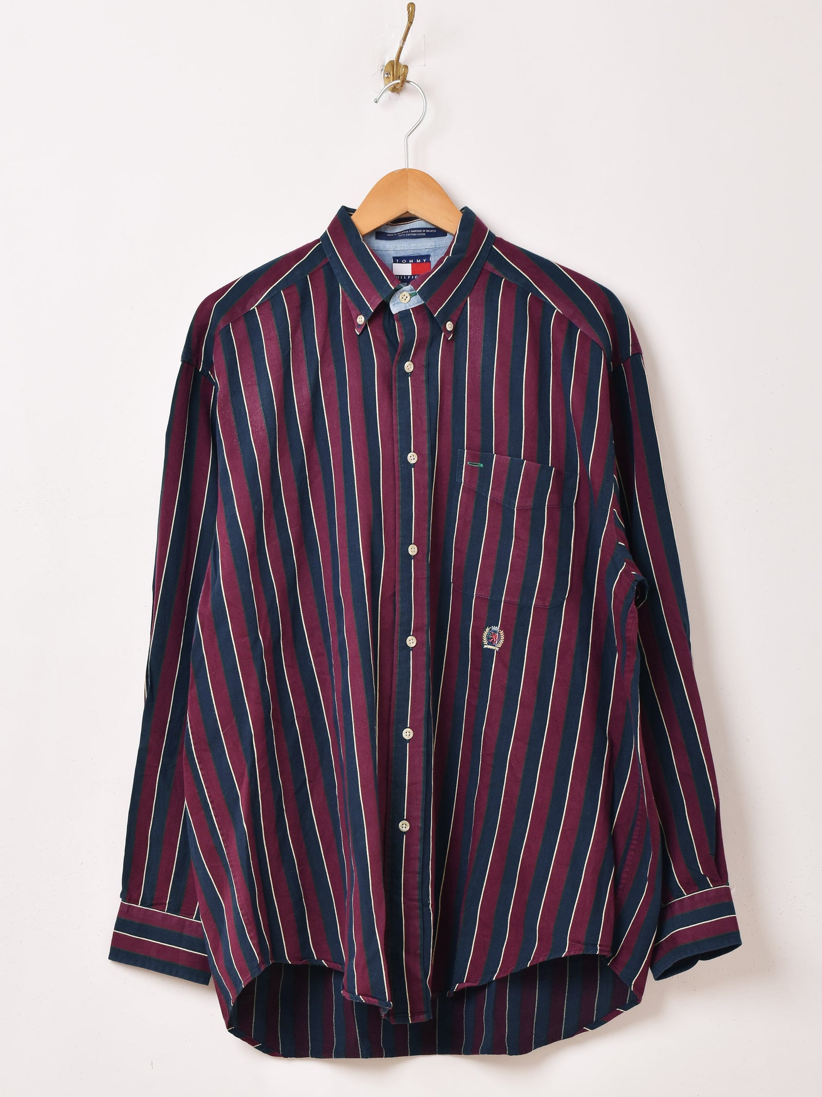 日曜日限定価格　アドーア　ネイビー ストライプ 長袖シャツ NY CARE FREE・SUPIMA COTTON ロンドン