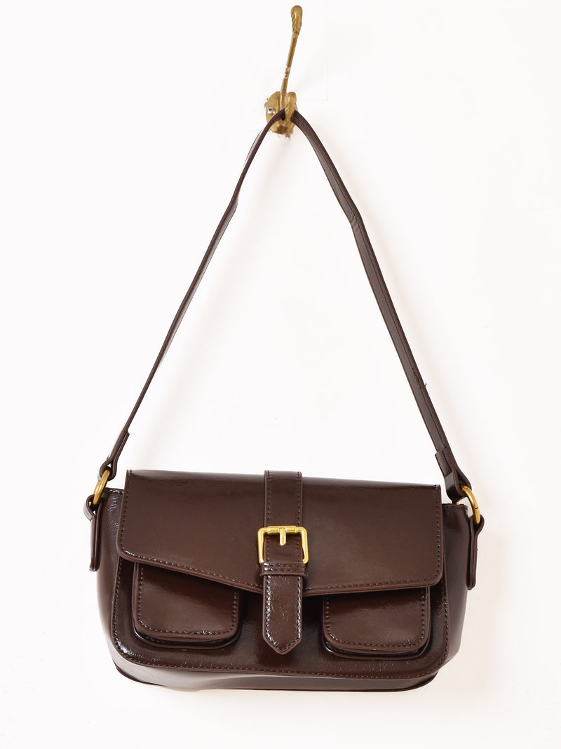 【2色展開】フェイクレザー 2way ショルダーバッグ