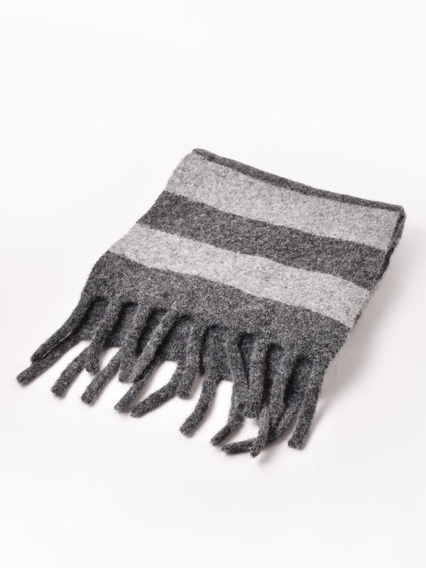 【3色展開】フリンジ ボーダー柄 マフラー