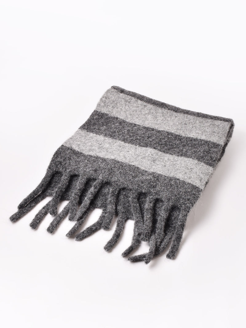 【3色展開】フリンジ ボーダー柄 マフラー