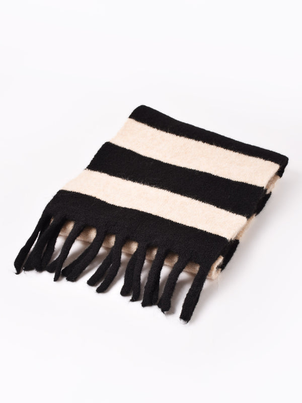 【3色展開】フリンジ ボーダー柄 マフラー