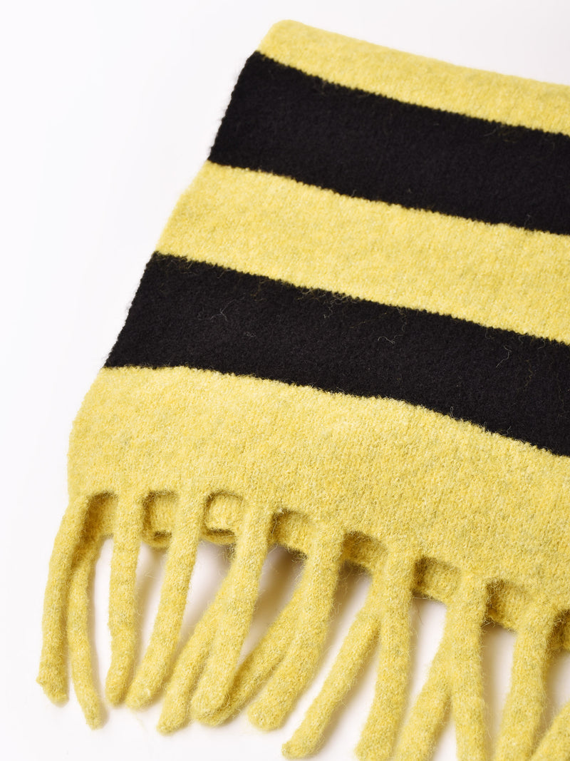 【3色展開】フリンジ ボーダー柄 マフラー