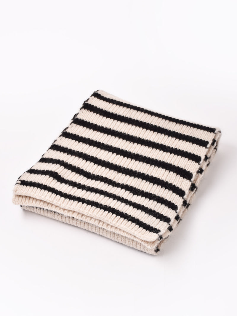 【3色展開】ボーダー柄 リブニット マフラー