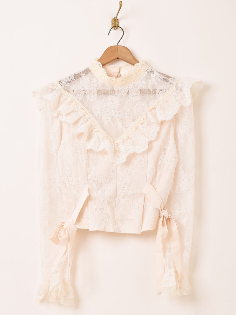 3色展開】Meridian レース フリル 長袖ブラウス – 古着屋Top of the