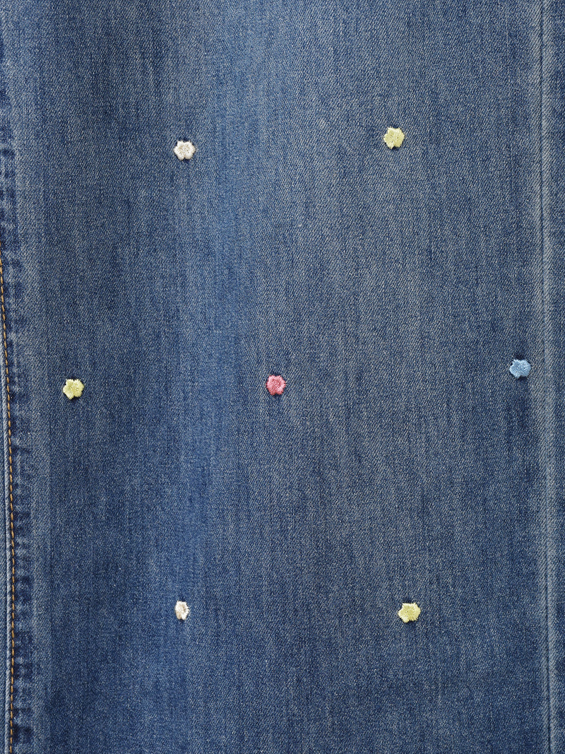 【2色展開】Elcamino フラワードット刺繍 デニムパンツ