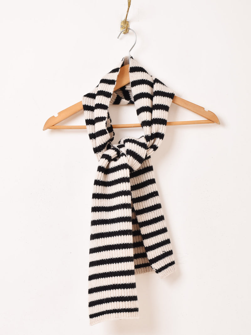 【3色展開】ボーダー柄 リブニット マフラー
