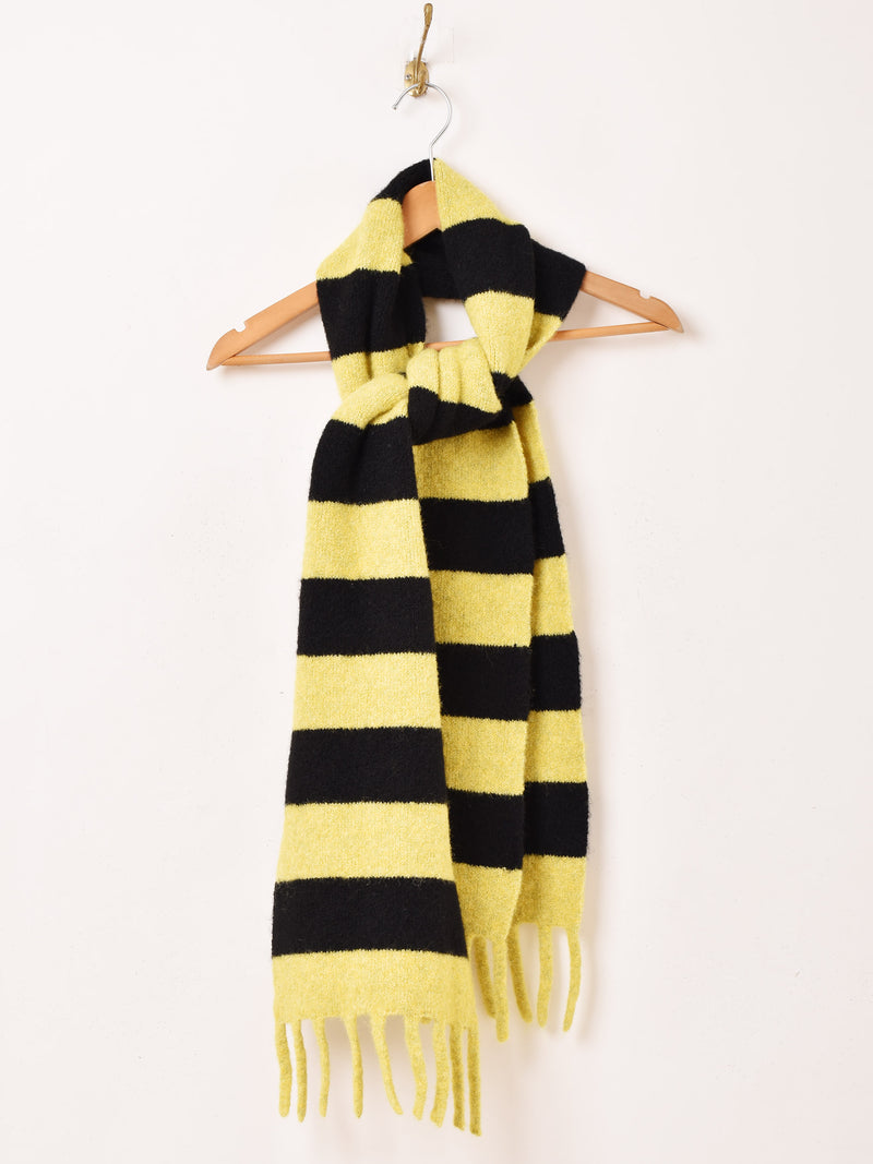【3色展開】フリンジ ボーダー柄 マフラー