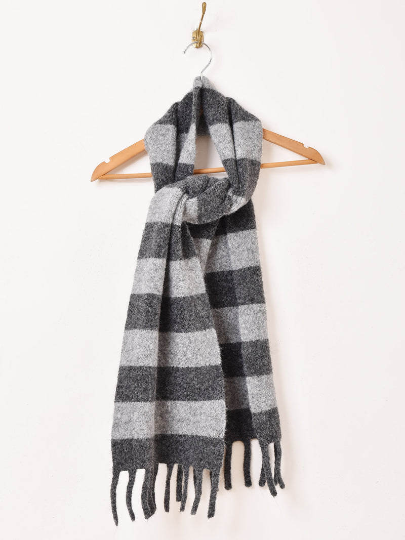 【3色展開】フリンジ ボーダー柄 マフラー