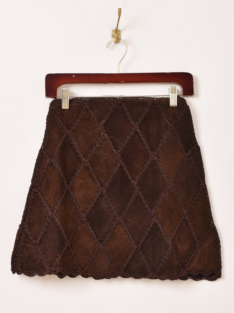 【3色展開】Emerald Motel パッチワーク スエード ミニスカート