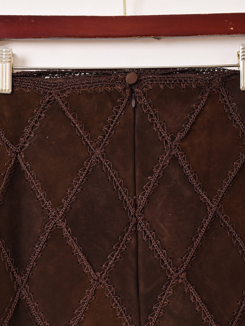 【3色展開】Emerald Motel パッチワーク スエード ミニスカート