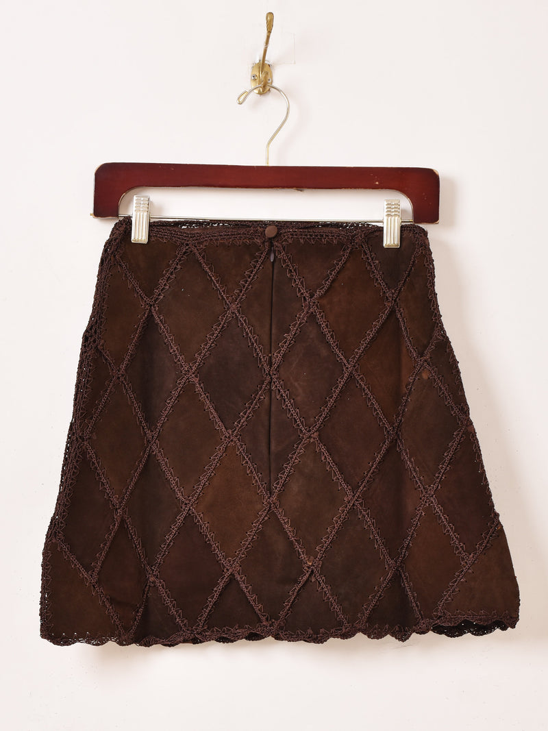【3色展開】Emerald Motel パッチワーク スエード ミニスカート