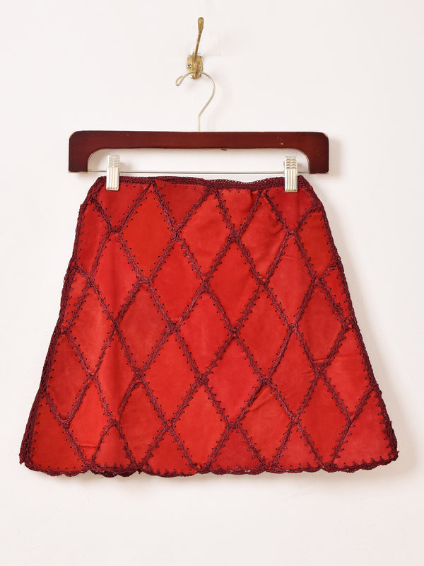 【3色展開】Emerald Motel パッチワーク スエード ミニスカート