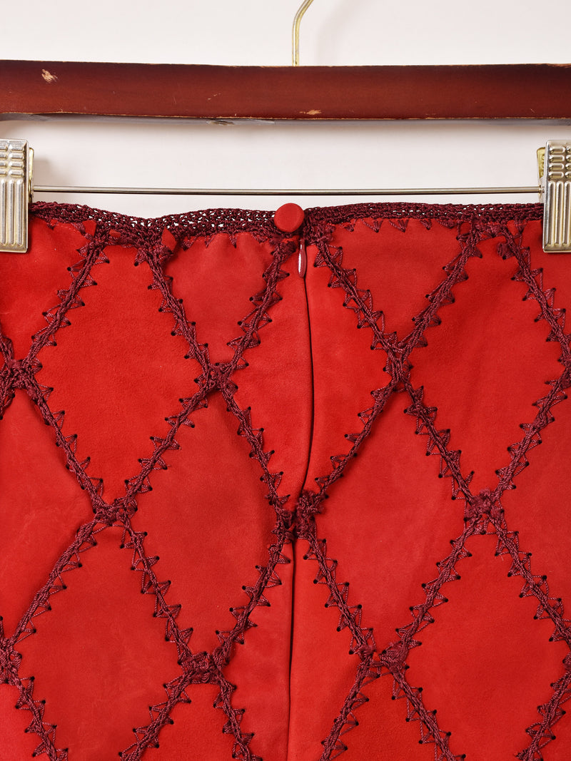 【3色展開】Emerald Motel パッチワーク スエード ミニスカート