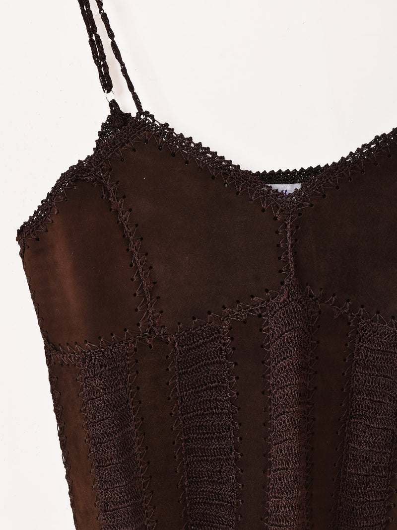 【3色展開】Emerald Motel パッチワーク スエード キャミソール