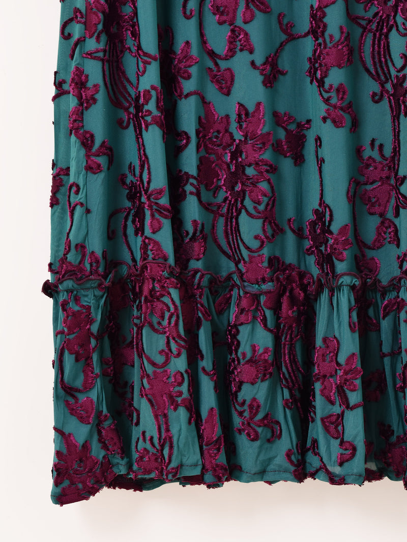 【2色展開】Meridian ベロア シアー フリル キャミソールワンピース