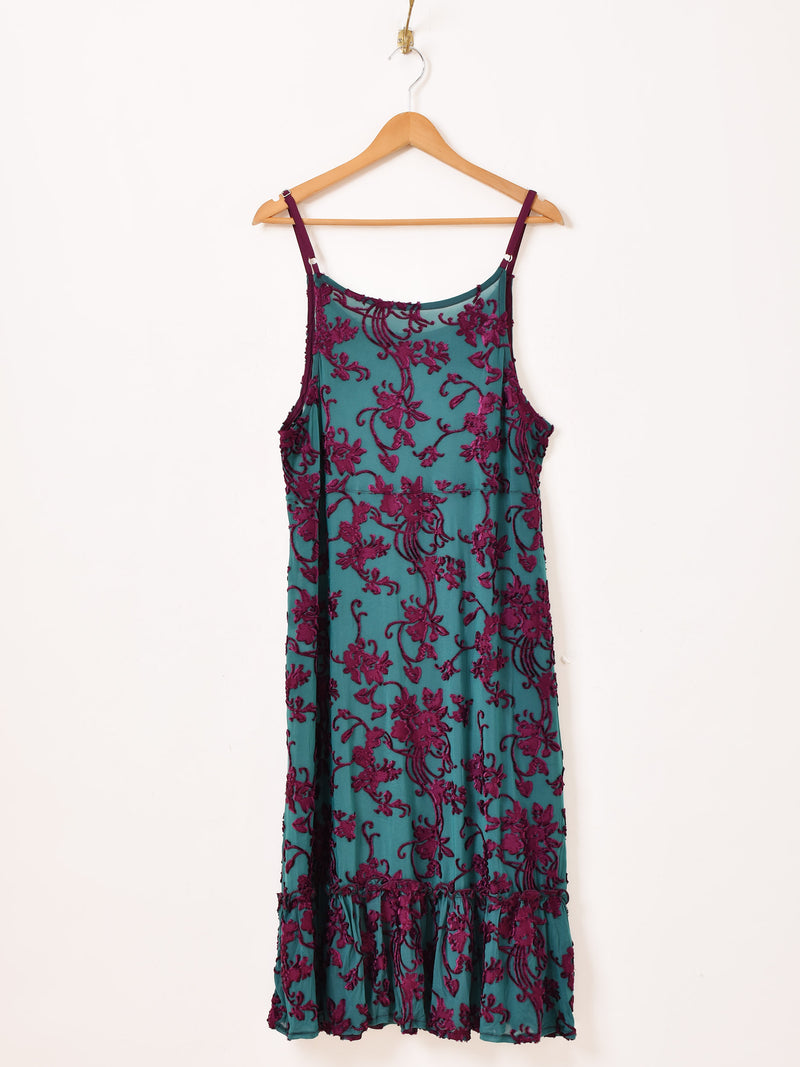 【2色展開】Meridian ベロア シアー フリル キャミソールワンピース