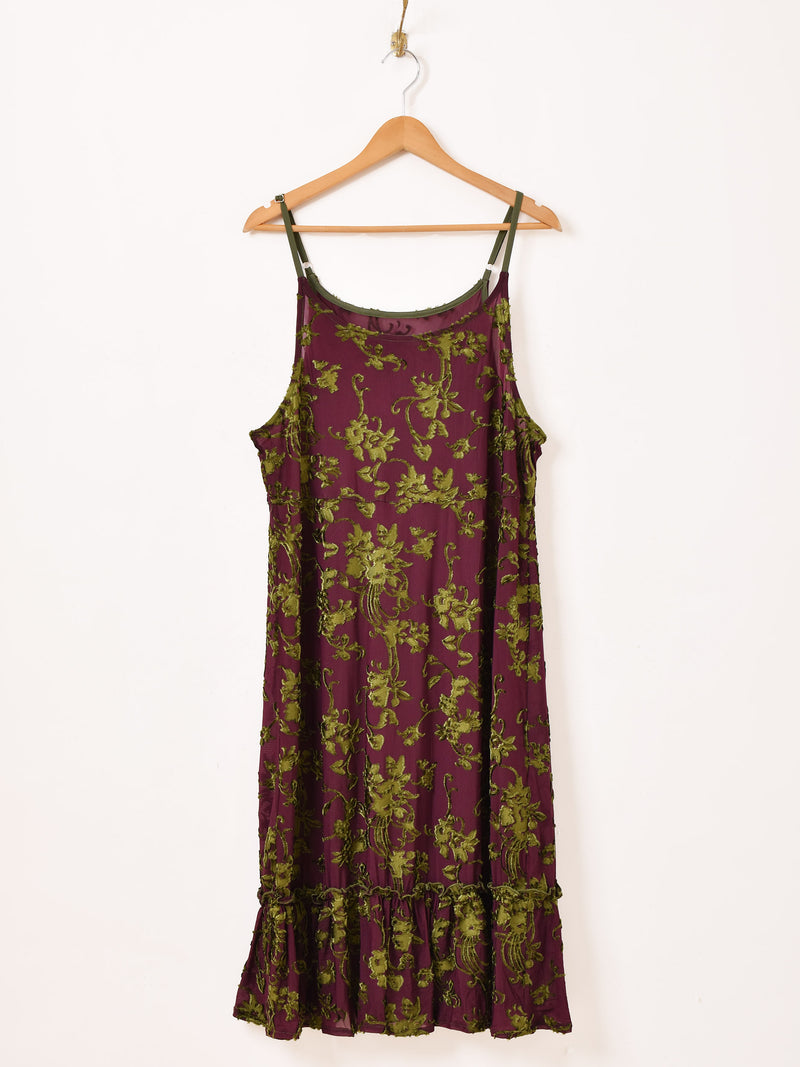 【2色展開】Meridian ベロア シアー フリル キャミソールワンピース