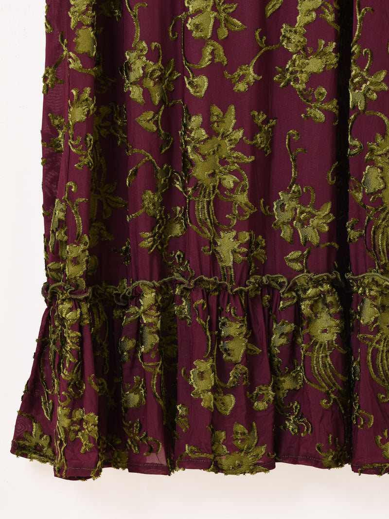 【2色展開】Meridian ベロア シアー フリル キャミソールワンピース