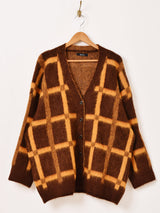 【2色展開】Meridian 格子柄 カーディガン