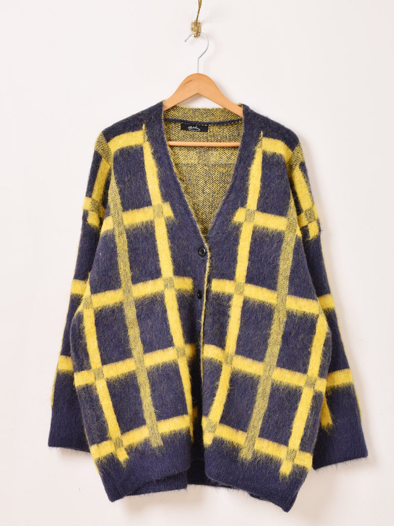 【2色展開】Meridian 格子柄 カーディガン
