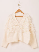 【2色展開】 ループヤーン フリンジ カーディガン