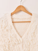 【2色展開】 ループヤーン フリンジ カーディガン