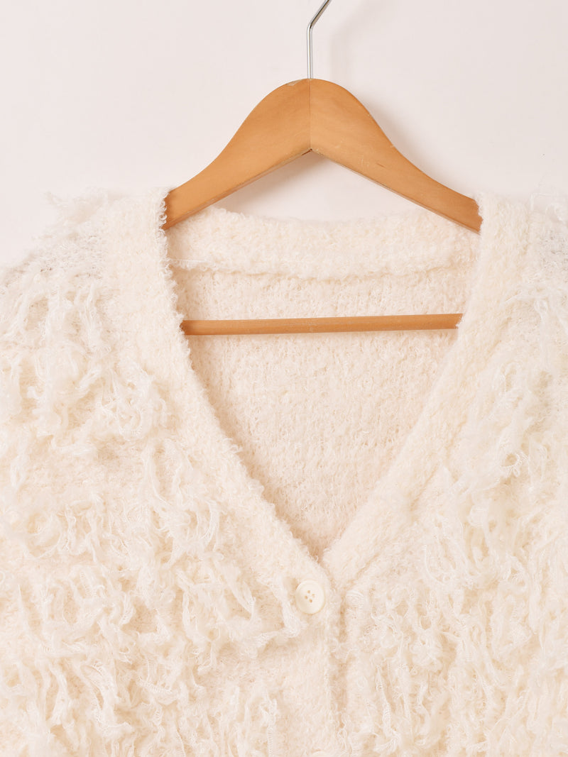 【2色展開】 ループヤーン フリンジ カーディガン