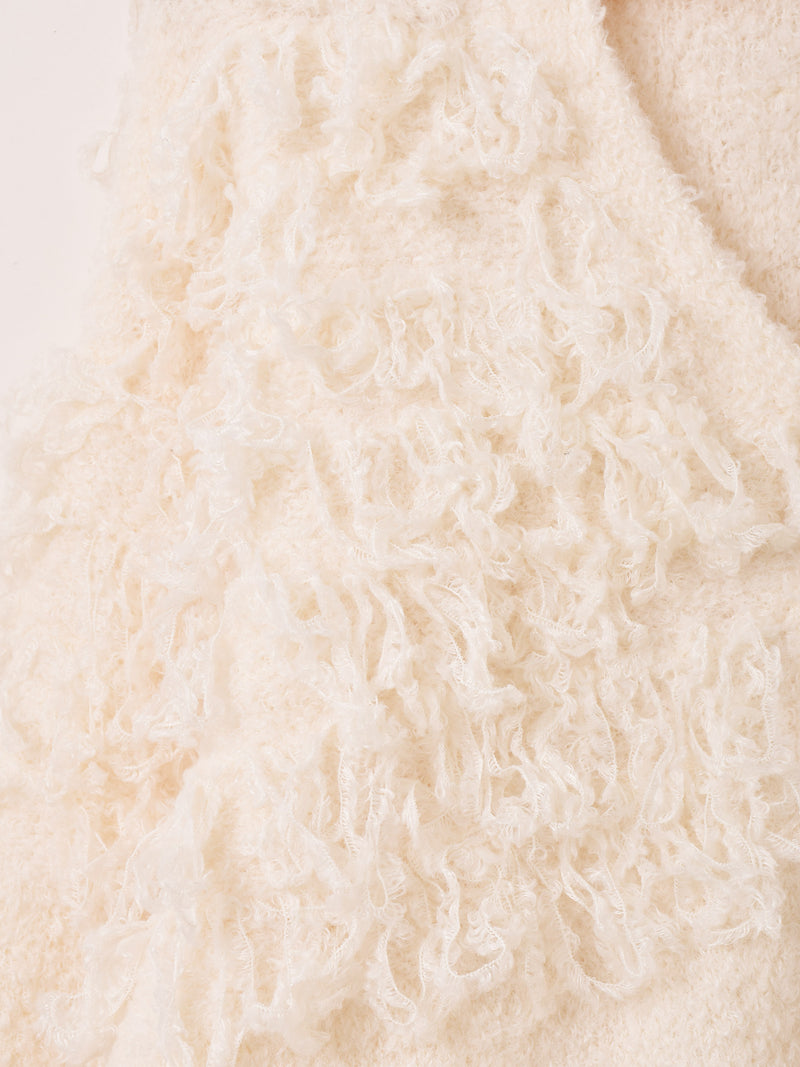 【2色展開】 ループヤーン フリンジ カーディガン