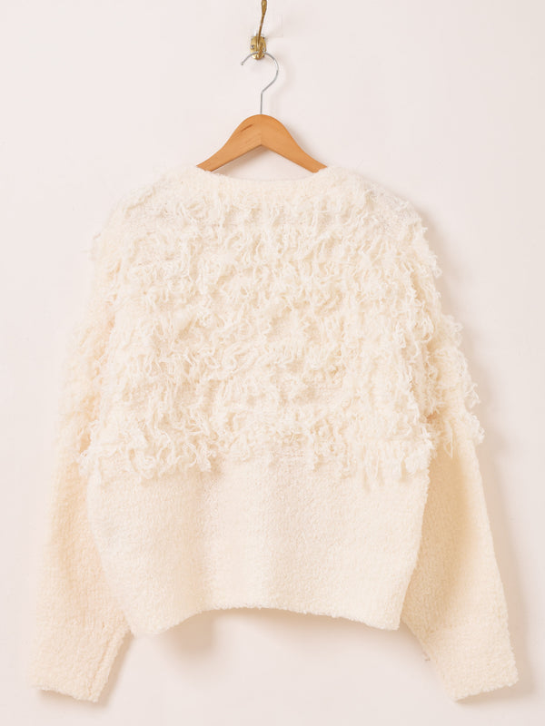 【2色展開】 ループヤーン フリンジ カーディガン