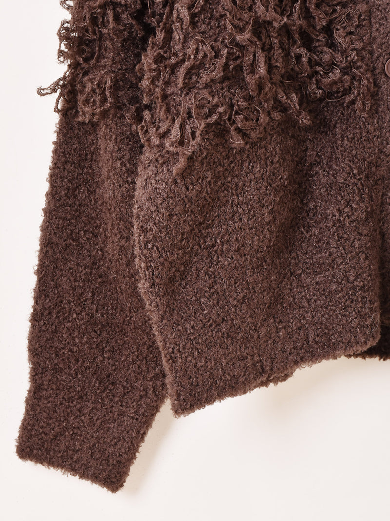 【2色展開】 ループヤーン フリンジ カーディガン