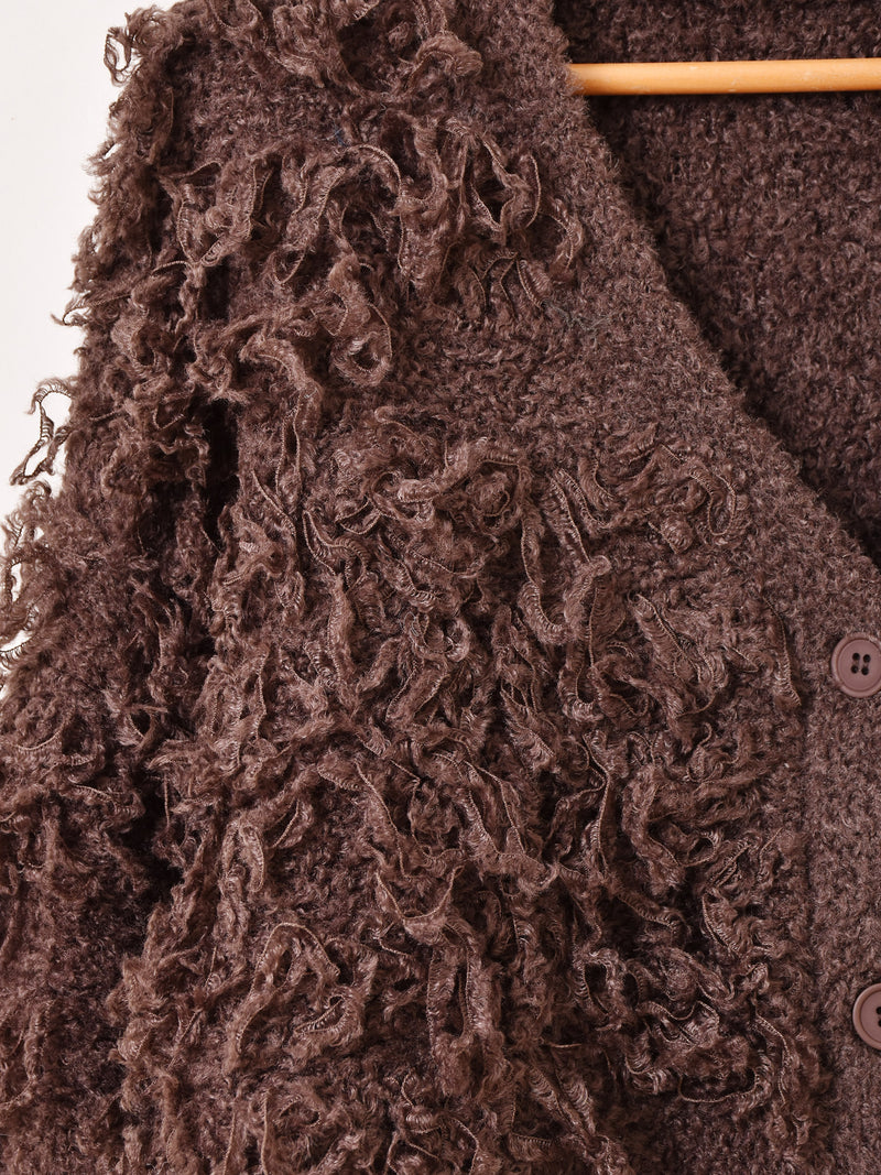 【2色展開】 ループヤーン フリンジ カーディガン