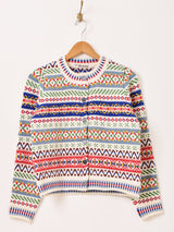 Elcamino マルチボーダー フェアアイル柄 カーディガン