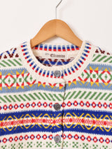 Elcamino マルチボーダー フェアアイル柄 カーディガン