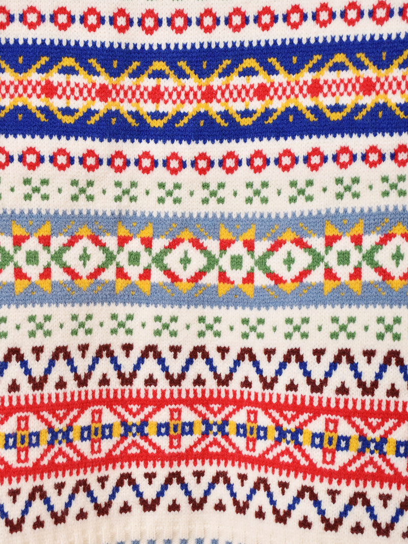 Elcamino マルチボーダー フェアアイル柄 カーディガン