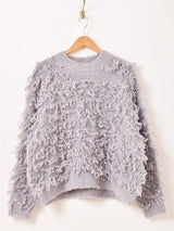 【2色展開】 ループヤーン フリンジ セーター