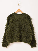 【2色展開】 ループヤーン フリンジ セーター