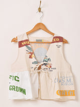 Emerald Motel フィードサック柄 ペプラムベスト